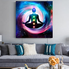 Canvas Painting Art Posters Prints Indian Buddha Meditation 7 Chakra Yoga Sports Wall Art Pictures for Living Room Bedroom Decor