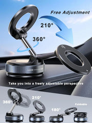 Strong Magnetic Car Phone Holder Foldable 360° Adjustable Vacuum Suction Mount Universal for Car, Desk, Bathroom