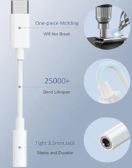 USB-C to 3.5mm Audio Headphone Adapter - HiFi 2 Pack Compatible with Apple iPhone 17 16 15 SamsungType C to Cord Jack Dongle Ada