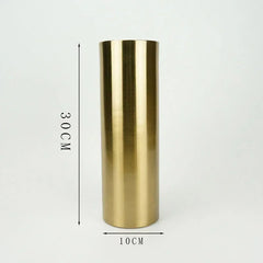 Gold-plated Brass Cylinder Vase Artificial Flowers Decorative Flower Arrangement Desk Decoration Minimalism Metal Floral Vases Home Decor