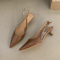 Bailamos Women Sandals Pointed Toe Elegant Low-heels Shoes Summer Fashion Slingback Woman Mules Shoes Pumps Dress Shoes
