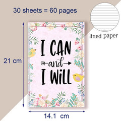 A5 Notebook Note Book Motivational Quote - I Can and I Will - Sketch Writing Blank Journal Success Notepad New Job Graduation