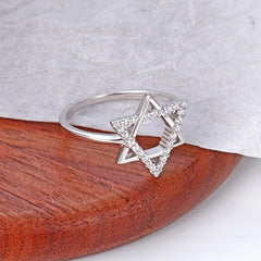 Jewish Star of David Ring for Women 925 Sterling Silver Cubic Zirconia Finger Ring Protection Amulet Jewelry Christmas Gifts