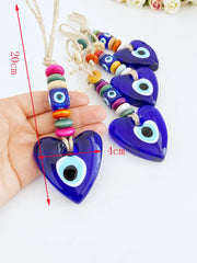 Lucky Eye Glass Blue Turkish Evil Eye Pendant Wall Hanging Multi Color Bead Handmade Decoration for Home Living Room Car