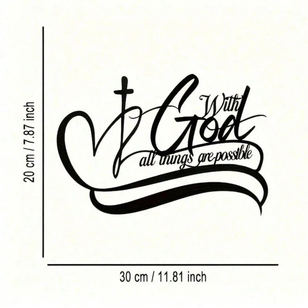 With God All Things Possible Metal Sign | Vintage Bible Verse Wall Art for Religious Home Easter Decor