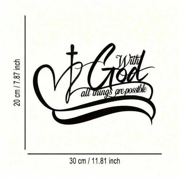 With God All Things Possible Metal Sign | Vintage Bible Verse Wall Art for Religious Home Easter Decor