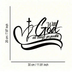 With God All Things Possible Metal Sign | Vintage Bible Verse Wall Art for Religious Home Easter Decor
