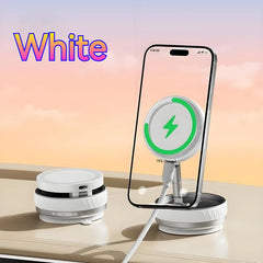 K10 Vacuum Suction Cup Car Magnetic Wireless Charger Foldable 360° Universal Rotating Stand for iPhone Samsung Gym Bath Mirror