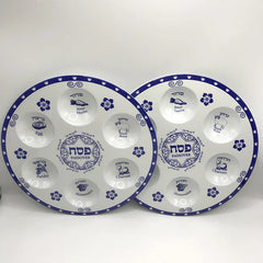 Jewish Passover Seder Plate Melamine Pesach Plates Elegant Blue Renaissance Design Passover Plates Gifts 12inch(30cm)