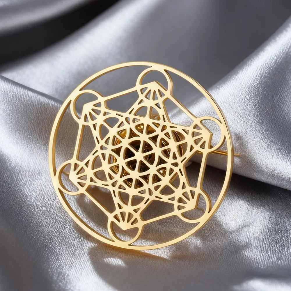 Dawapara Metatron Brooch Archangel Sacred Geometry Symbol Lapel Pins Spiritual Gift Stainless Steel Jewelry