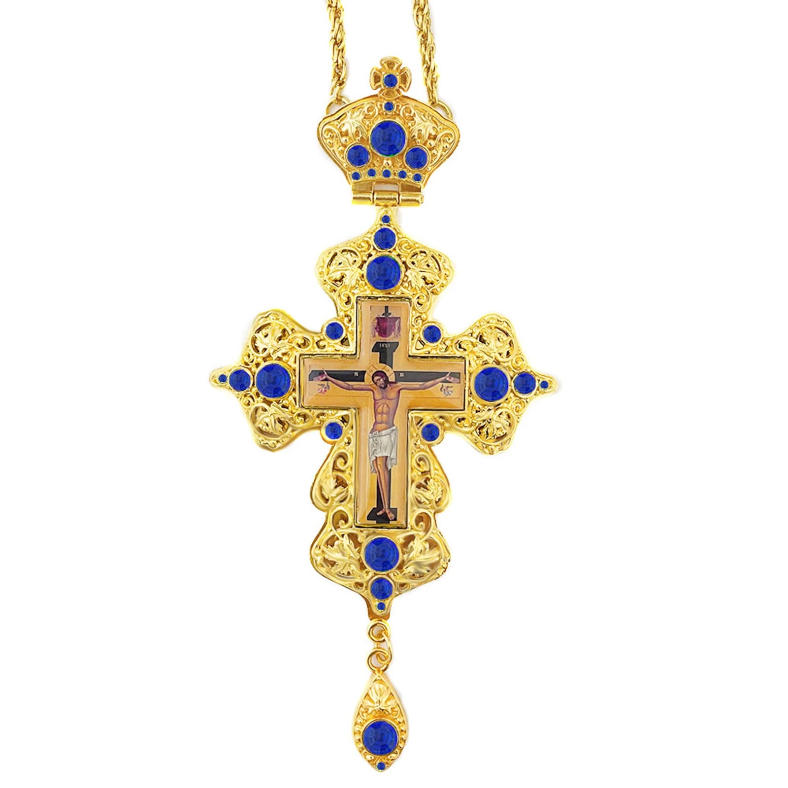 HTISOK Orthodox Cross Pendant Jesus Pendant Zinc Alloy Cross Necklace Gift for Priests with Gift Box Baptism Worship Blessing