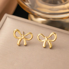 Classic Stainless Steel Bow Charm Jewelry Set – Necklace, Bracelet & Earrings