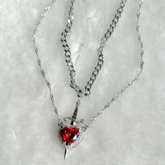 LATS 2pcs Can Be Assembled Heart and Sword Zircon Pendant Necklace for Men Couple Silver Gold Plated Choker Chain Jewelry