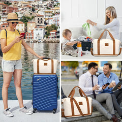 British Traveller Women's Large Expandable Weekender Overnight Duffel Bag with Toiletry Bag