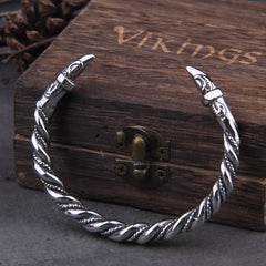 Stainless Steel Nordic Viking Norse Raven Bracelet Men Wristband Cuff Bracelets with viking wooden box