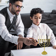 7 Branch Menorah Candle Holder Jerusalem Temple 12 Tribes of Israel Menorah 6.69-inch Height Antique Hanukkah Candle Stand  4 3