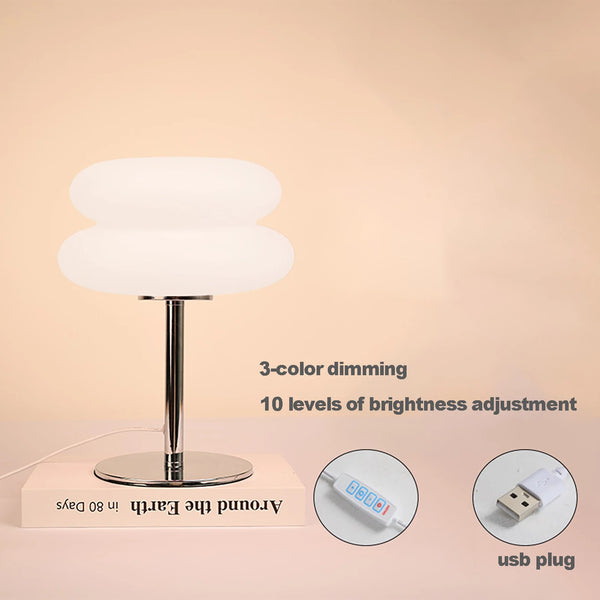 Creamy Bedside Table Lamp USB Tri-Color Dimmable Bedroom Furniture Home Decor