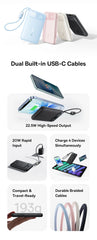 Baseus 10000mAh Power Bank 22.5W Built-In Dual USB-C Cable Thinner Fast Charging for iPhone 17 Pro Max Samsung S25 Xiaomi Poco