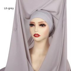 Instant Chiffon Hijab with Magnetic Buckle – Solid Color Scarf