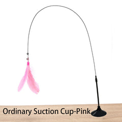 Interactive Cat Toy Handfree Cat Stick Kitten Playing Teaser Wand Toy Suction Cup Feather Wand Pet Supplies Simulation Feather Pet Shop