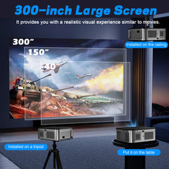 HORLAT 35000Lumens LCD Projector Android Beamer 8K Support 1080P Native Dual Band Wifi 6 Auto Focus Keystone Office Home Theater