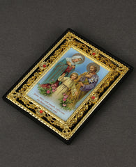 Immaculate Heart Virgin Mary St.Michael Icons Figurine Holy Family Icon Square Frame Church Home Tabletop Decoration Collection