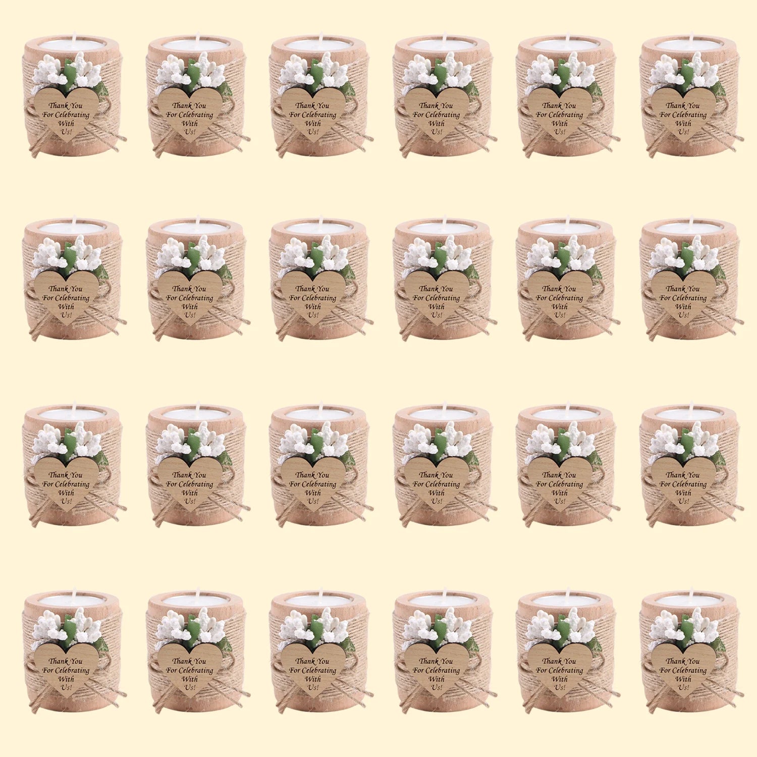 6/12/24PCS Guest Gift Candle for Wedding Wooden Tealight Candle Holders Bridal Shower Thank You Gifts for Baby Shower Home Decor