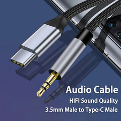 AUX Audio Cable Type-C USB C to 3.5mm Jack AUX Cord Car Speaker Headphone Adapter for Samsung Xiaomi Huawei Type-C Converter