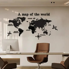 World Map Wall Mirror Stickers DIY 3D Acrylic Wall Stickers Bedroom Office Background Wall Decoration Stickers Large Size