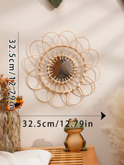 Decorative Mirror Hand Woven Wall Art Wall Mirror Handmade Mirror Wall Decor Room Decors Aesthetic for Bedroom Living Room Gift