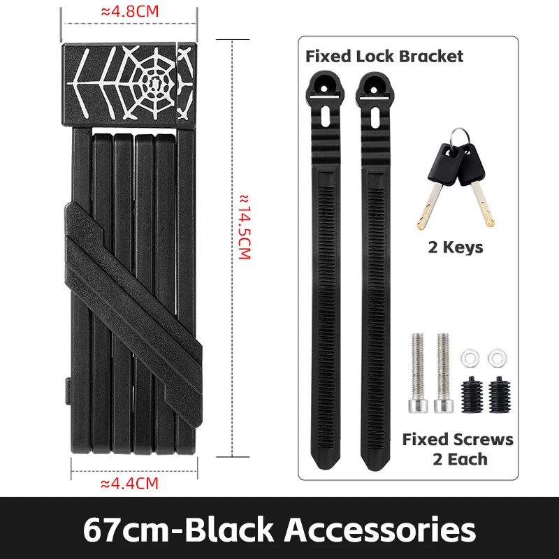WEST BIKING Foldable Bike Lock Key Strong Security Anti-theft Bicycle Password Lock Heavy Chain Cable Padlock Motorcycle Lock