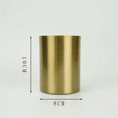 Gold-plated Brass Cylinder Vase Artificial Flowers Decorative Flower Arrangement Desk Decoration Minimalism Metal Floral Vases Home Decor