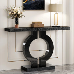 Tribesigns 43-Inch Modern Mirrored Console Table, Glass Sofa Table with Mirror Finish, Entryway Table with O-Shaped Base, Living Room Furniture
