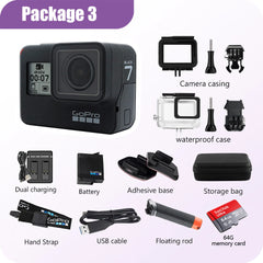 GoPro Hero 7 Black  Special Bundle Action Camera Go Pro Hero7 Sport camera  12MP Photo Live Streaming Cam 4K 60fps 1080P 240fps