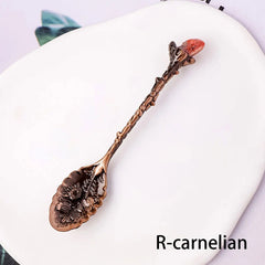 Natural Crystal Tumbled Stone Spoon Magic Energy Divination Halloween Spirit Souvenir Gift Home Decor Christmas Graduation Gift