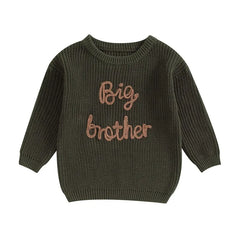 1-5years Toddler Boys Autumn Winter Sweater Long Sleeve Letter Embroidery Pullover Knitwear