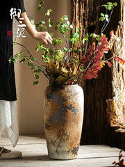 Large Size Ceramic Flower Vase Rural Style Standing Flower Pot Home Decorative Accessories for Living Room Bedroom Dining Table