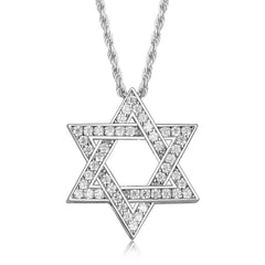 APIR 925 Silver D/VVS1 Moissanite Star Pendant Necklace Cross Star of David for Men Women Lucky Amulet Chain Neck Jewelry