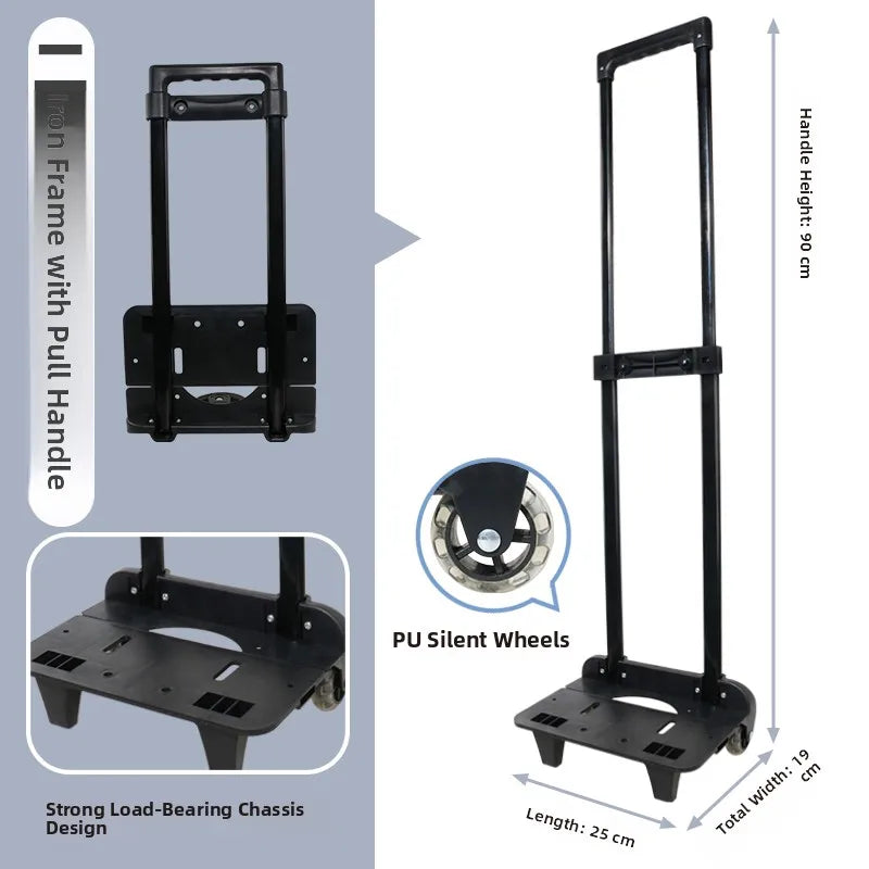 Portable Aluminum Alloy Folding Shopping Cart Lightweight Trolley Vegetable Buying Car Home Use Pull Rod Luggage Cart