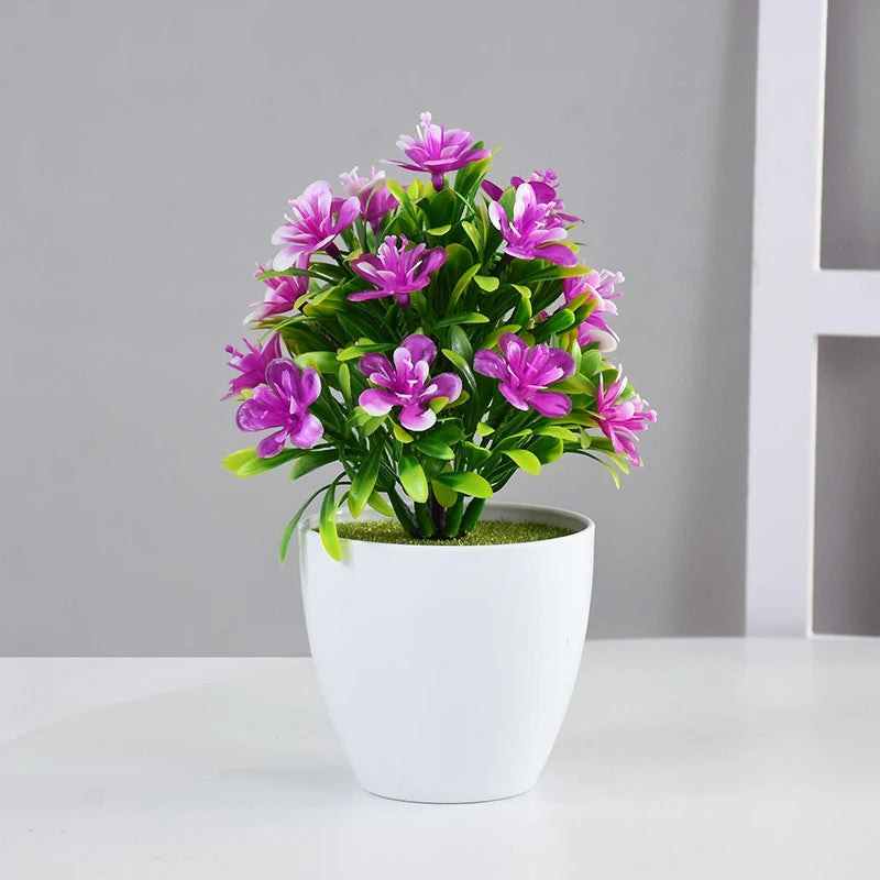 1pc Artificial Potted Plant Small Bonsai Flowers Pot Simulated Tree Ornaments Wedding Home Hotel Office Table Decor Fake Plants