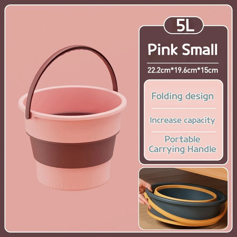5/10/17L Portable Folding Bucket Multifunctional Thickened Silicone Bucket for Car Washing and Fishing Camping Folding Bucket