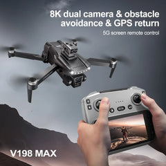 Lenovo V198MAX Drone 8K Profesional FPV Brushless Laser obstacle avoidance Aerial Optical Foldable Quadcopter Mini 4K Dron