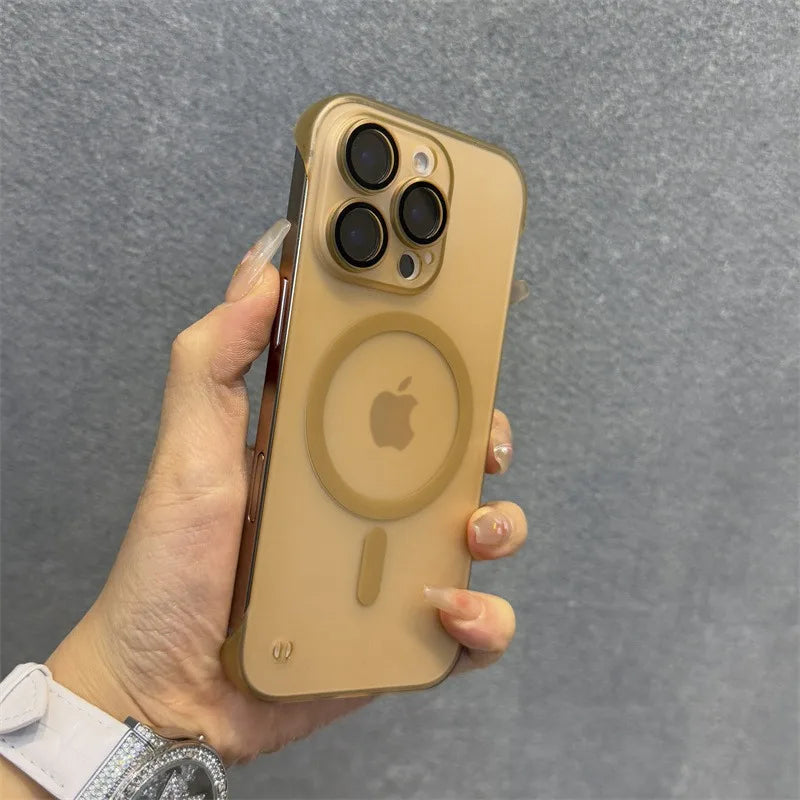 For iPhone 16 17 Pro Max Frameless Case Heat Radiation Slim Matte for Magsafe Case for iPhone 11 12 13 14 15 Pro Max Plus