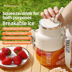 Wireless Portable Juicing Bucket Electric 800ml Sports Cup Fresh Fruit Juicer With Large Capacity and 10 Stainless Steel Blades