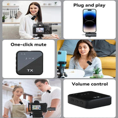 3in1 Wireless Lavalier Microphone for Camera,Android,iPhone,Microphone for Video Recording Recording Podcast Noise Reduction Mic