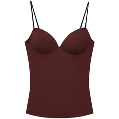 HXAO Burgundy Corset Camisole – Women Sleeveless Backless Top
