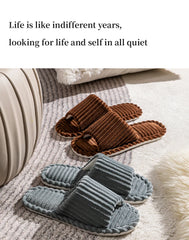 Men’s Open Toe Slippers Anti-Slip Indoor Home Shoes