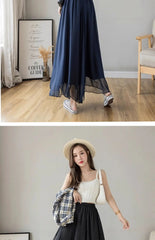 Women’s High-Waist Chiffon Wide-Leg Pants – Spring/Summer Plus Size