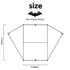 Bat Shape Car Side Awning Black Coating Tarp 2x3 Outdoor Waterproof Camping Black Coated Car Rear Shelter Tent for SUV Van Sedan
