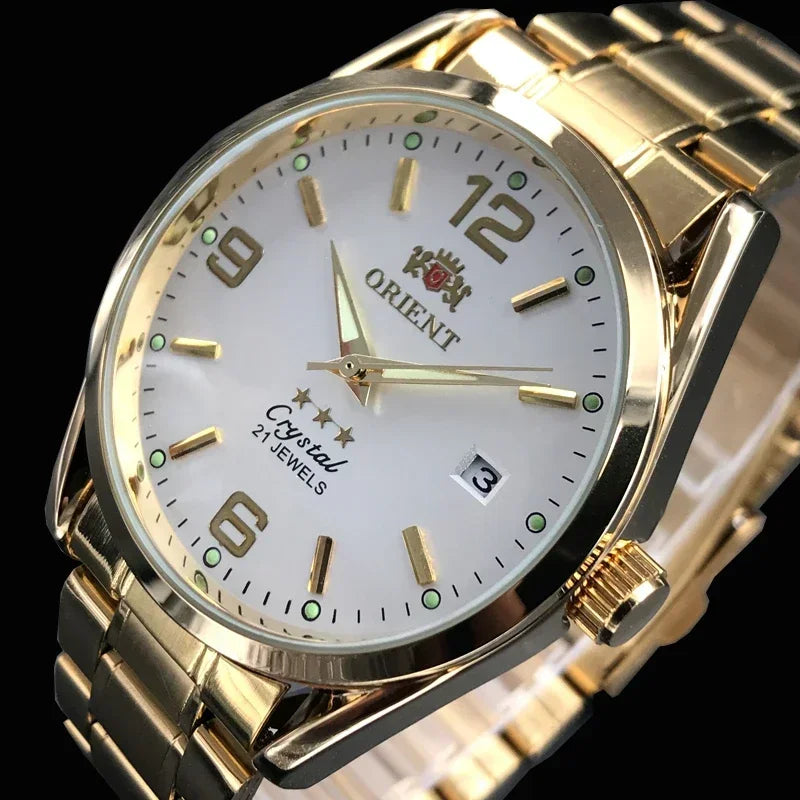 Orient Double Lion Classic Watch Series Men's Watch Stainless Steel Band Luxury Multi-Function Automatic Mechanical Tourbillon